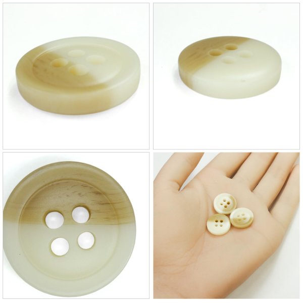 画像5: ツートン樹脂ボタン 木目調【アイボリー＆ブラウン】15mm 10個入 四つ穴 丸型 手芸 服飾 付け替え きらきらぷんぷん丸 B-1906 (5)
