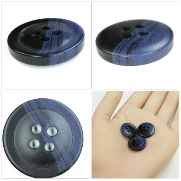 画像5: ツートン樹脂ボタン 木目調【ブラック＆ネイビー】18mm 8個入 四つ穴 丸型 手芸 服飾 付け替え きらきらぷんぷん丸 B-1913 (5)