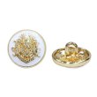 画像1: メタルボタン エンブレム 【ホワイト＆ゴールド】15mm 10個入 丸型 足つき 2トーン 手芸 服飾 付け替え きらきらぷんぷん丸 B-1918 (1)