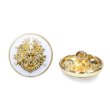 画像1: メタルボタン エンブレム 【ホワイト＆ゴールド】18mm 8個入 丸型 足つき 2トーン 手芸 服飾 付け替え きらきらぷんぷん丸 B-1919 (1)