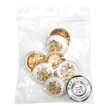 画像7: メタルボタン エンブレム 【ホワイト＆ゴールド】18mm 8個入 丸型 足つき 2トーン 手芸 服飾 付け替え きらきらぷんぷん丸 B-1919 (7)