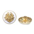 画像1: メタルボタン エンブレム 【ホワイト＆ゴールド】20mm 6個入 丸型 足つき 2トーン 手芸 服飾 付け替え きらきらぷんぷん丸 B-1920 (1)