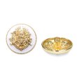 画像1: メタルボタン エンブレム 【ホワイト＆ゴールド】23mm 5個入 丸型 足つき 2トーン 手芸 服飾 付け替え きらきらぷんぷん丸 B-1921 (1)