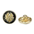 画像1: メタルボタン エンブレム 【ブラック＆ゴールド】15mm 10個入 丸型 足つき 2トーン 手芸 服飾 付け替え きらきらぷんぷん丸 B-1922 (1)