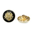 画像1: メタルボタン エンブレム 【ブラック＆ゴールド】18mm 8個入 丸型 足つき 2トーン 手芸 服飾 付け替え きらきらぷんぷん丸 B-1923 (1)