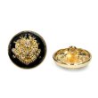 画像1: メタルボタン エンブレム 【ブラック＆ゴールド】20mm 6個入 丸型 足つき 2トーン 手芸 服飾 付け替え きらきらぷんぷん丸 B-1924 (1)