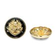 画像1: メタルボタン エンブレム 【ブラック＆ゴールド】23mm 5個入 丸型 足つき 2トーン 手芸 服飾 付け替え きらきらぷんぷん丸 B-1925 (1)