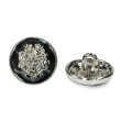 画像1: メタルボタン エンブレム 【ブラック＆シルバー】15mm 10個入 丸型 足つき 2トーン 手芸 服飾 付け替え きらきらぷんぷん丸 B-1926 (1)