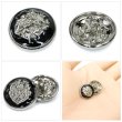 画像5: メタルボタン エンブレム 【ブラック＆シルバー】15mm 10個入 丸型 足つき 2トーン 手芸 服飾 付け替え きらきらぷんぷん丸 B-1926 (5)