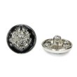 画像1: メタルボタン エンブレム 【ブラック＆シルバー】18mm 8個入 丸型 足つき 2トーン 手芸 服飾 付け替え きらきらぷんぷん丸 B-1927 (1)