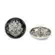 画像1: メタルボタン エンブレム 【ブラック＆シルバー】20mm 6個入 丸型 足つき 2トーン 手芸 服飾 付け替え きらきらぷんぷん丸 B-1928 (1)