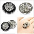 画像5: メタルボタン エンブレム 【ブラック＆シルバー】20mm 6個入 丸型 足つき 2トーン 手芸 服飾 付け替え きらきらぷんぷん丸 B-1928 (5)