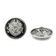 画像1: メタルボタン エンブレム 【ブラック＆シルバー】23mm 5個入 丸型 足つき 2トーン 手芸 服飾 付け替え きらきらぷんぷん丸 B-1929 (1)