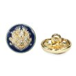 画像1: メタルボタン エンブレム 【ネイビー＆ゴールド】15mm 10個入 丸型 足つき 2トーン 手芸 服飾 付け替え きらきらぷんぷん丸 B-1930 (1)