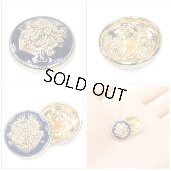 画像5: メタルボタン エンブレム 【ネイビー＆ゴールド】15mm 10個入 丸型 足つき 2トーン 手芸 服飾 付け替え きらきらぷんぷん丸 B-1930 (5)