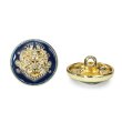 画像1: メタルボタン エンブレム 【ネイビー＆ゴールド】18mm 8個入 丸型 足つき 2トーン 手芸 服飾 付け替え きらきらぷんぷん丸 B-1931 (1)