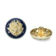 画像1: メタルボタン エンブレム 【ネイビー＆ゴールド】20mm 6個入 丸型 足つき 2トーン 手芸 服飾 付け替え きらきらぷんぷん丸 B-1932 (1)