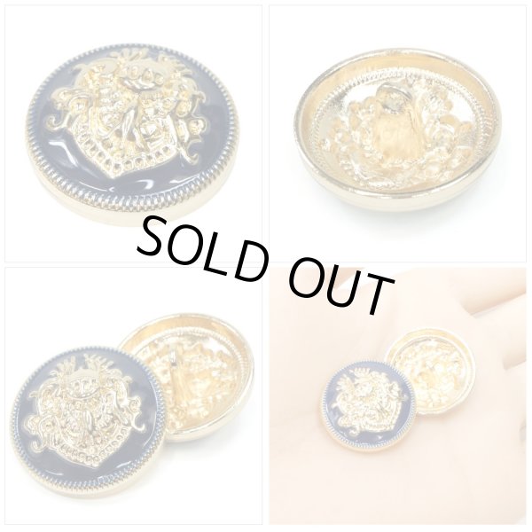 画像5: メタルボタン エンブレム 【ネイビー＆ゴールド】23mm 5個入 丸型 足つき 2トーン 手芸 服飾 付け替え きらきらぷんぷん丸 B-1933 (5)