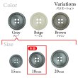 画像3: 石目調ボタン 四つ穴【グレー】18mm 8個入 丸型 樹脂 手芸 服飾 付け替え きらきらぷんぷん丸 B-1954 (3)