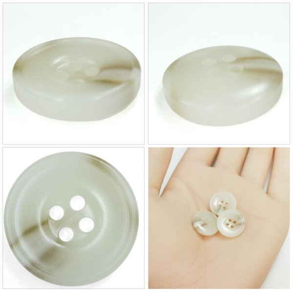 画像5: 樹脂ボタン マーブル柄【アイボリー】15mm 10個入 丸型 リム付き 4穴 手芸 服飾 付け替え きらきらぷんぷん丸 B-1989 (5)