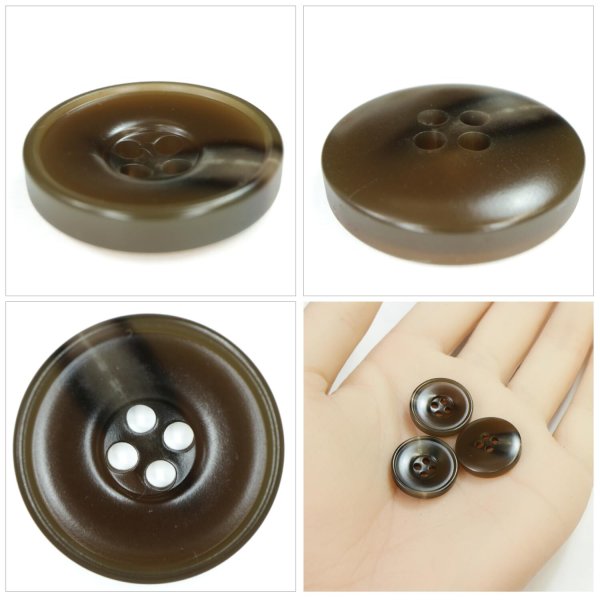 画像5: 樹脂ボタン マーブル柄【ブラウン】18mm 8個入 丸型 リム付き 4穴 手芸 服飾 付け替え きらきらぷんぷん丸 B-1993 (5)