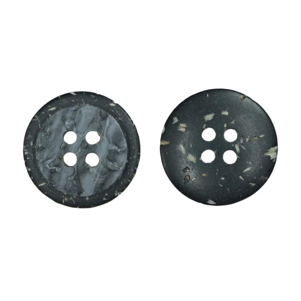 画像1: 樹脂ボタン 二段デザイン【ブラック】18mm 8個入 丸型 手芸 服飾 付け替え きらきらぷんぷん丸 B-2002 (1)