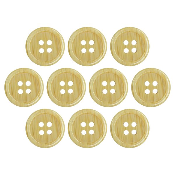 画像1: 木目調樹脂ボタン【ナチュラル】15mm 10個入 4穴 丸型 手芸 服飾 付け替え きらきらぷんぷん丸 B-2012 (1)