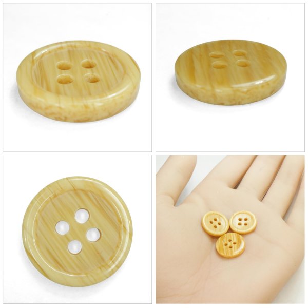 画像5: 木目調樹脂ボタン【ナチュラル】15mm 10個入 4穴 丸型 手芸 服飾 付け替え きらきらぷんぷん丸 B-2012 (5)