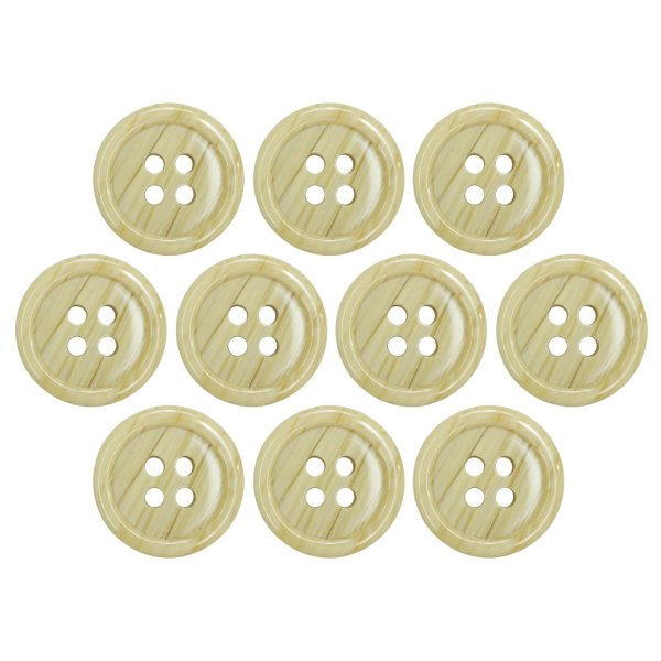 画像1: 木目調樹脂ボタン【ライトブラウン】15mm 10個入 4穴 丸型 手芸 服飾 付け替え きらきらぷんぷん丸 B-2016 (1)