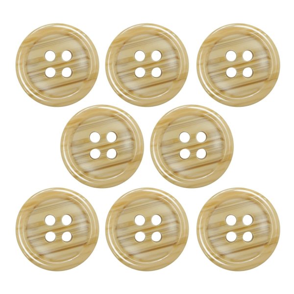 画像1: 木目調樹脂ボタン【キャメル】18mm 8個入 4穴 丸型 手芸 服飾 付け替え きらきらぷんぷん丸 B-2021 (1)