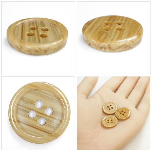 画像5: 木目調樹脂ボタン【キャメル】18mm 8個入 4穴 丸型 手芸 服飾 付け替え きらきらぷんぷん丸 B-2021 (5)