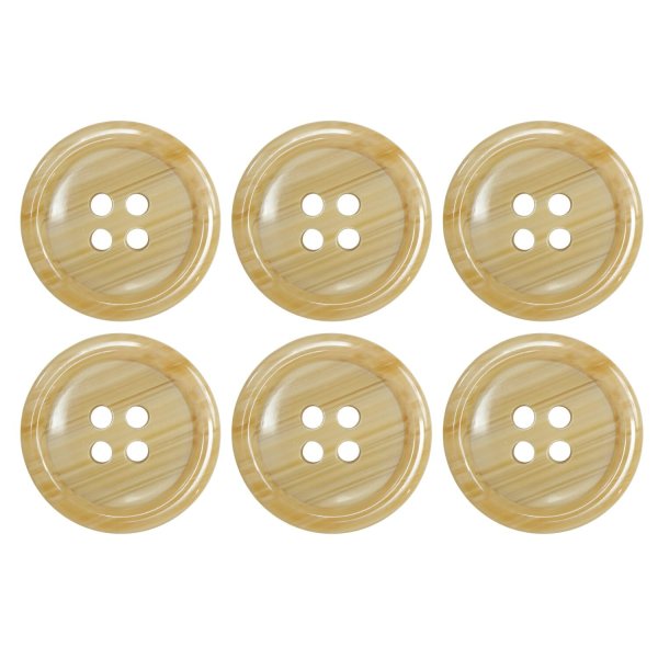 画像1: 木目調樹脂ボタン【キャメル】20mm 6個入 4穴 丸型 手芸 服飾 付け替え きらきらぷんぷん丸 B-2022 (1)