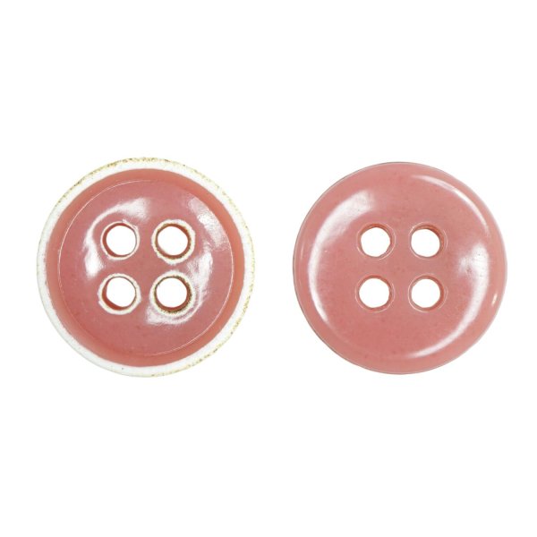 画像1: 四つ穴ボタン【ピンク】ホワイトリム ヴィンテージ風 11.5mm 10個入 丸型 手芸 服飾 付け替え きらきらぷんぷん丸 B-2032 (1)