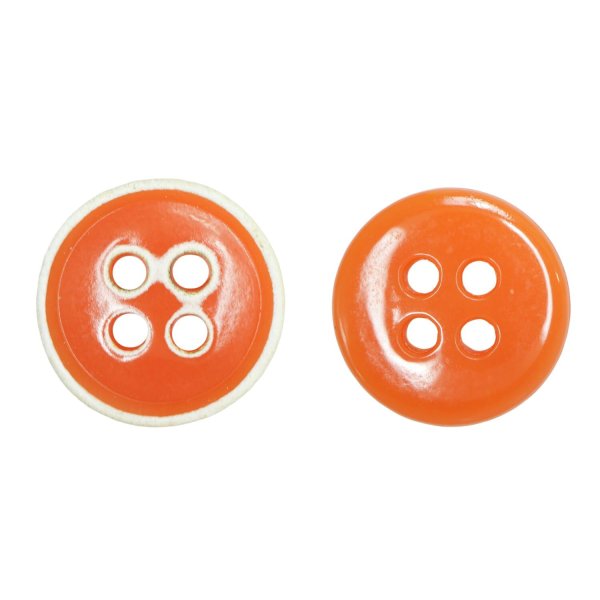 画像1: 四つ穴ボタン【オレンジ】ホワイトリム ヴィンテージ風 11.5mm 10個入 丸型 手芸 服飾 付け替え きらきらぷんぷん丸 B-2036 (1)