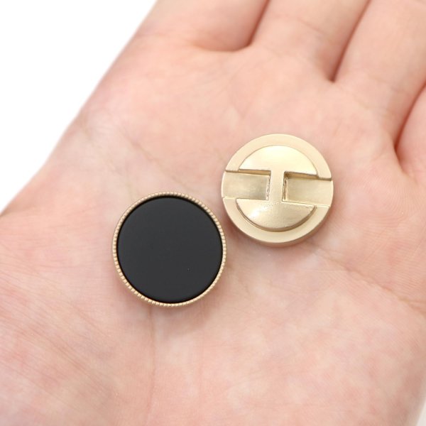 画像7: フラットボタン 金フチ 【ブラック ツヤなし】 20mm 5個入り アンティーク調 レトロ マット 黒 スーツ ジャケット きらきらぷんぷん丸 B-203 (7)