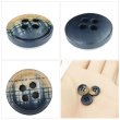 画像5: クロスラインウッドボタン【ネイビー】11.5mm 10個入 丸型 四つ穴 ヴィンテージ調 手芸 服飾 付け替え きらきらぷんぷん丸 B-2040 (5)