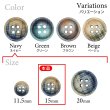 画像3: クロスラインウッドボタン【ネイビー】15mm 8個入 丸型 四つ穴 ヴィンテージ調 手芸 服飾 付け替え きらきらぷんぷん丸 B-2041 (3)