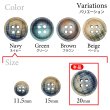 画像3: クロスラインウッドボタン【ネイビー】20mm 6個入 丸型 四つ穴 ヴィンテージ調 手芸 服飾 付け替え きらきらぷんぷん丸 B-2042 (3)