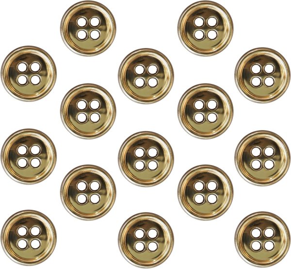 画像1: メタルボタン 四つ穴 【ゴールド 鏡面仕上げ】 金 シャツ スーツ 15個入り 【12.5mm】 きらきらぷんぷん丸 B-206 (1)