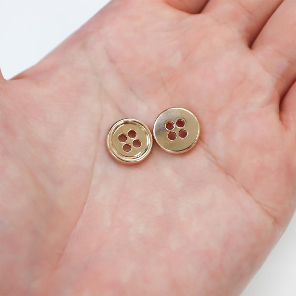 画像7: メタルボタン 四つ穴 【ゴールド 鏡面仕上げ】 金 シャツ スーツ 15個入り 【12.5mm】 きらきらぷんぷん丸 B-206 (7)