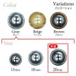 画像3: 樹脂ボタン 木目調リム【グレー】20mm 6個入 丸型 四つ穴 表付け 手芸 服飾 付け替え きらきらぷんぷん丸 B-2075 (3)