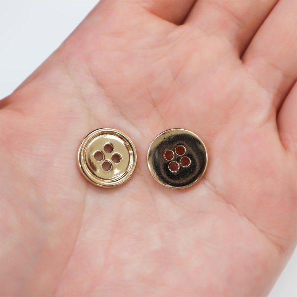 画像7: メタルボタン 四つ穴 【ゴールド 鏡面仕上げ】 金 シャツ スーツ 15個入り 【15mm】 きらきらぷんぷん丸 B-207 (7)
