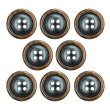 画像1: 樹脂ボタン 木目調リム【ブラウン】18mm 8個入 丸型 四つ穴 表付け 手芸 服飾 付け替え きらきらぷんぷん丸 B-2080 (1)