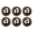 画像1: 樹脂ボタン 木目調リム【ブラウン】20mm 6個入 丸型 四つ穴 表付け 手芸 服飾 付け替え きらきらぷんぷん丸 B-2081 (1)