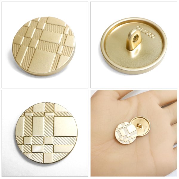 画像6: メタルボタン 格子柄【ゴールド】18mm 8個入 丸型 足つき 立体柄 手芸 服飾 付け替え きらきらぷんぷん丸 B-2083 (6)