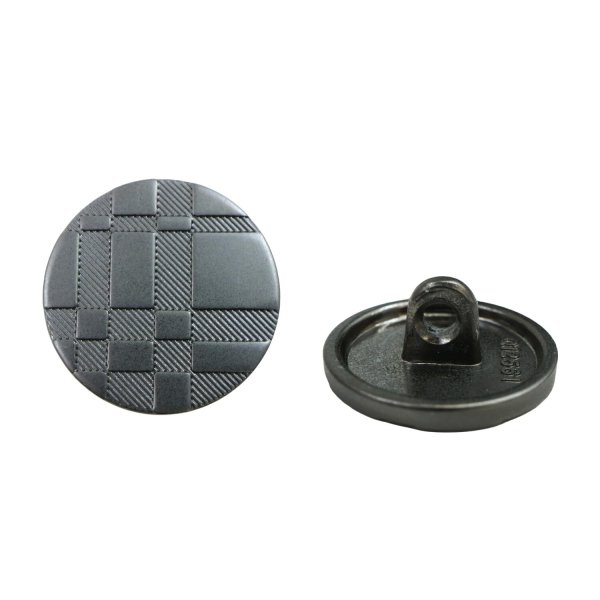 画像1: メタルボタン 格子柄【ブラック】15mm 10個入 丸型 足つき 立体柄 手芸 服飾 付け替え きらきらぷんぷん丸 B-2085 (1)