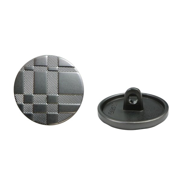 画像1: メタルボタン 格子柄【ブラック】18mm 8個入 丸型 足つき 立体柄 手芸 服飾 付け替え きらきらぷんぷん丸 B-2086 (1)