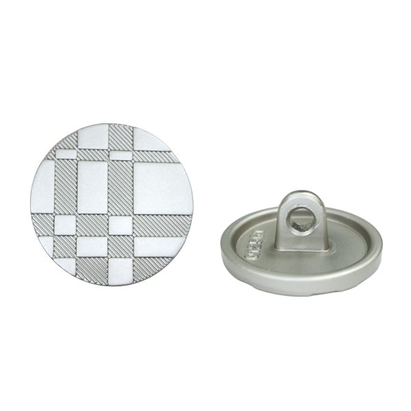 画像1: メタルボタン 格子柄【シルバー】15mm 10個入 丸型 足つき 立体柄 手芸 服飾 付け替え きらきらぷんぷん丸 B-2088 (1)