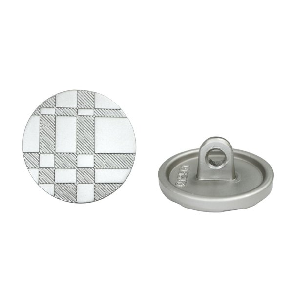 画像1: メタルボタン 格子柄【シルバー】18mm 8個入 丸型 足つき 立体柄 手芸 服飾 付け替え きらきらぷんぷん丸 B-2089 (1)