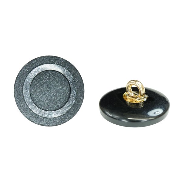 画像1: 樹脂ボタン リングデザイン【ブラック】17mm 8個入 丸型 足つき 手芸 服飾 付け替え きらきらぷんぷん丸 B-2092 (1)